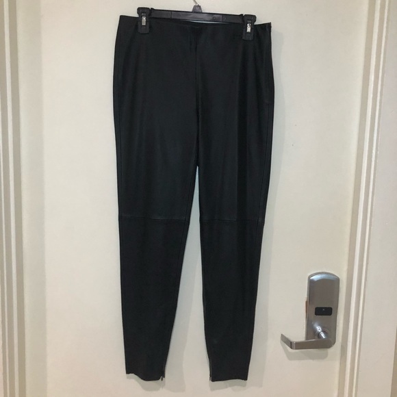 Zara Basic Black Leather Pants Size Large - Picture 1 of 11